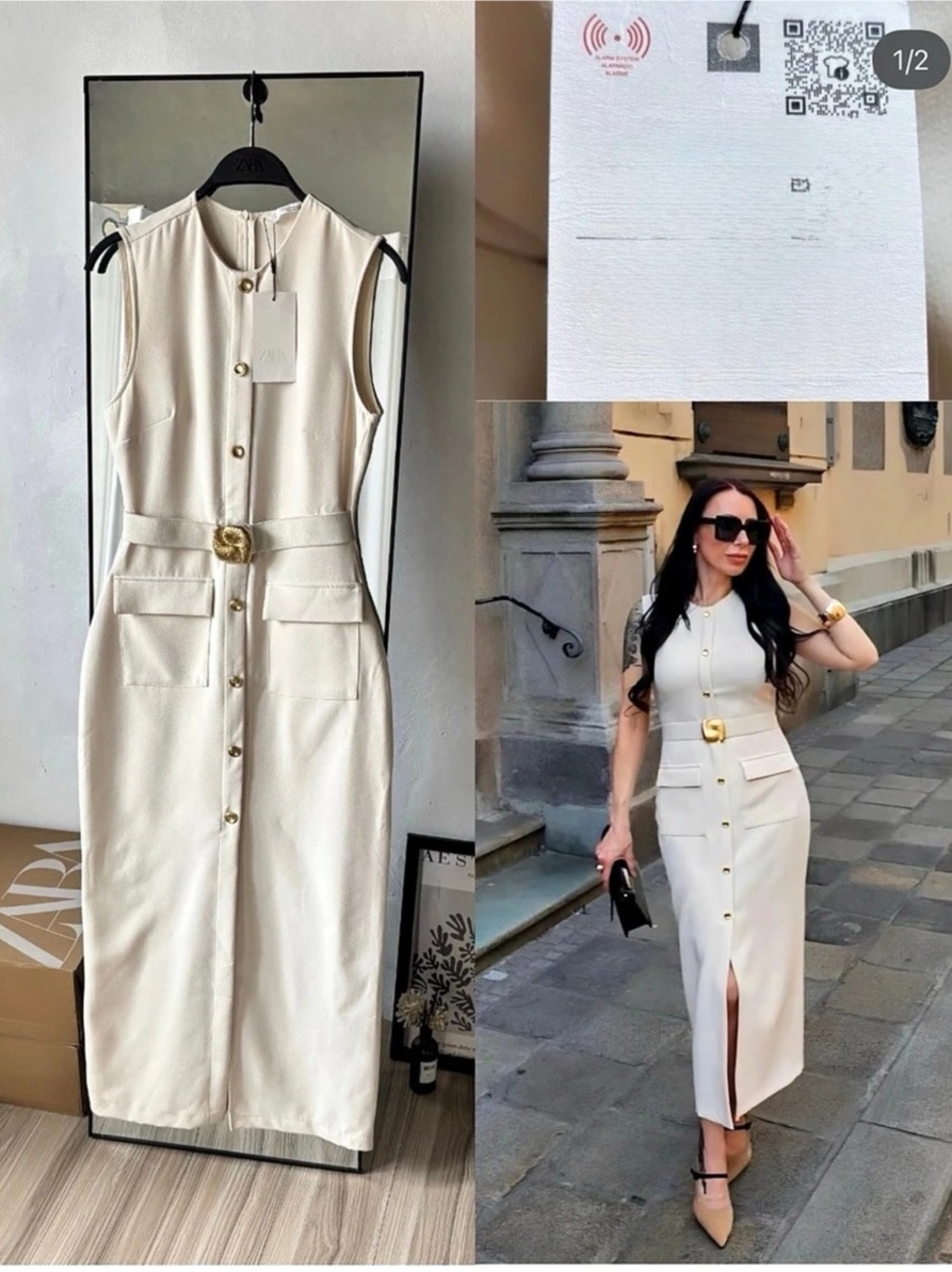 Zara Sleeveless Maxi Dress in Cream Size Large
